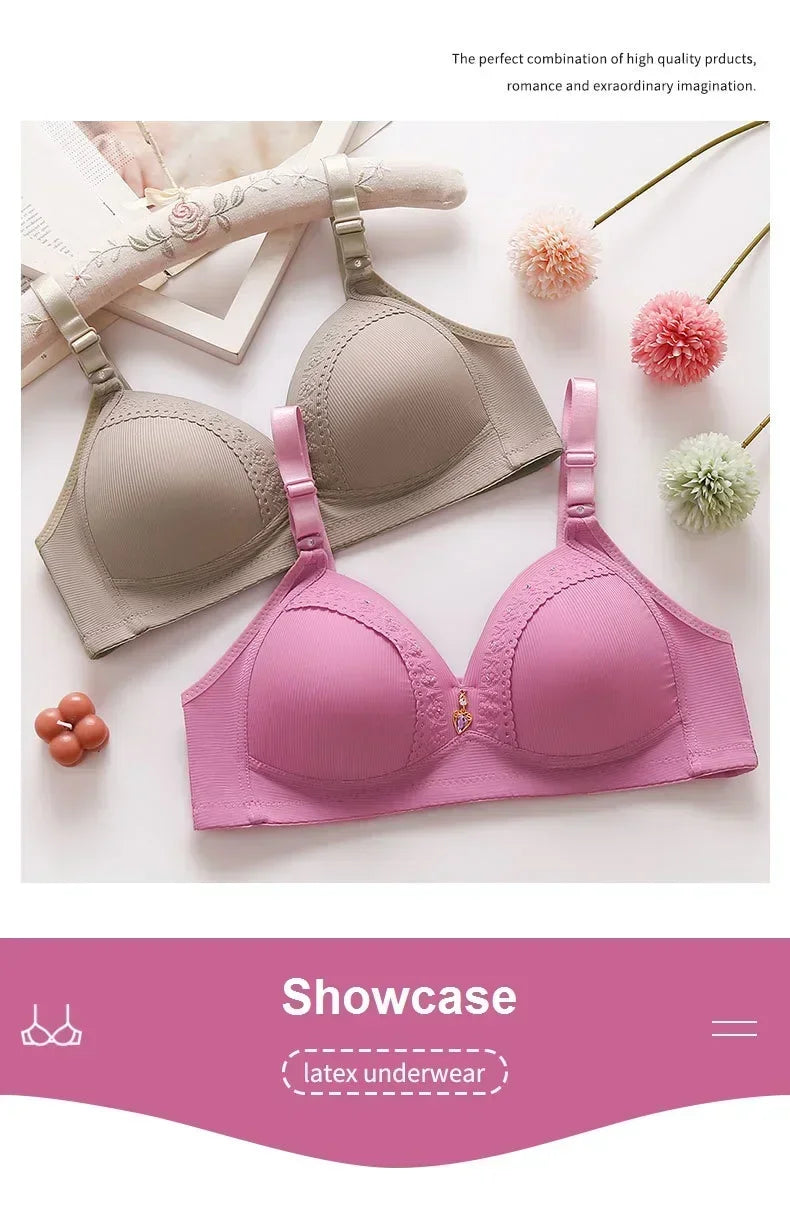 Gathered Side Collection Lifting Underwear Breasts Brassiere Large Size Bra Full Cup Underwear Brassiere No Steel Ring Bra