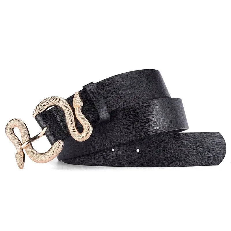 Women's Belt Trend Retro Snake Buckle Belt Fashion Casual Pu Leather Belt With Dress Jeans Belts Gift For Women and Girlfriend