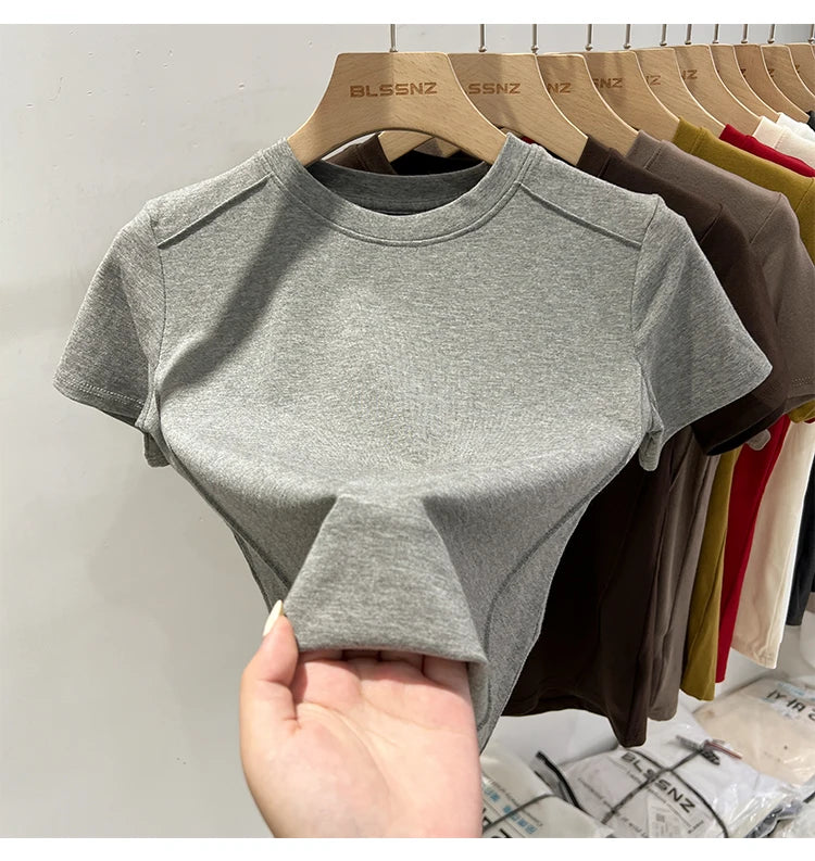 AOSSVIAO 2025 Summer white T-shirt Cotton female short-sleeved student versatile loose half-sleeve t-shirt Harajuku top trend
