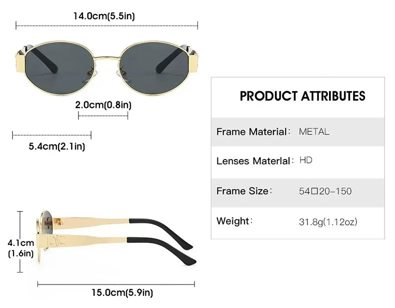 Luxury brand metal sunglasses for men and women unisex designer fashion sun glasses Oval unisex Stylish Eyewear shades UV400