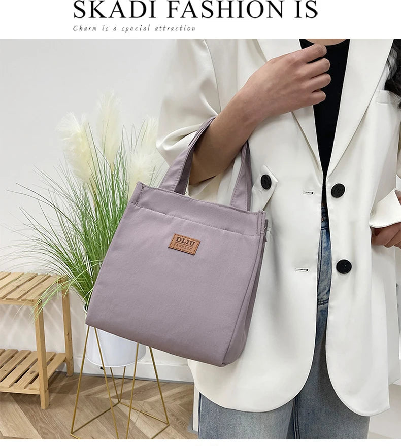 Large Capacity Lunch Bag with Aluminum Foil Insulation for Work, Simple and Practical Top Handle Bag