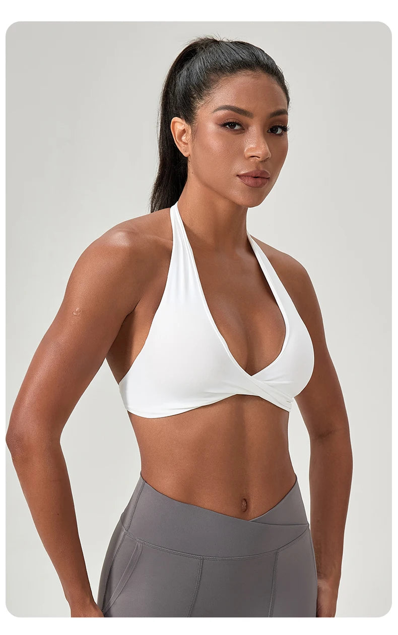 Sports Yoga Bra for Women Halter Neck with Stylish Back Design Sexy Gym Bra for Running Fitness Sports Bras