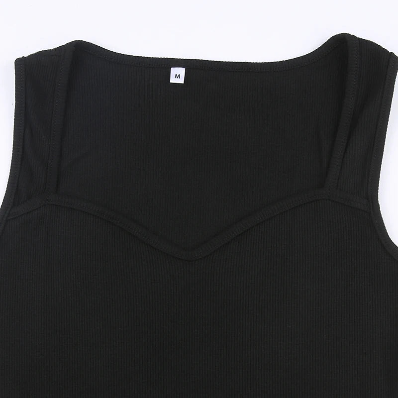 CIBBAR Basic Knit Long Dress Korean Fashion Square Collar Sleeveless Women's Dresses Summer Casual Y2k Vintage All-match Outfits
