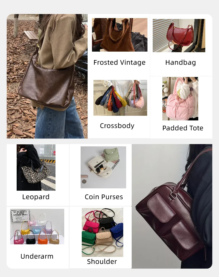 2025 Spring Hot Selling Maillard Style Retro Style Small Bag Spicy Girl Y2K Wasteland Style Vintage Leather Shoulder Armpit Bag