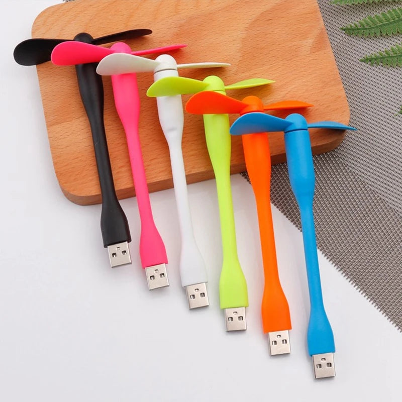 Mini USB Fan Flexible Bendable Fan For Power Bank Laptop PC AC Charger Portable Hand Cooling Fan For Computer Summer Gadget