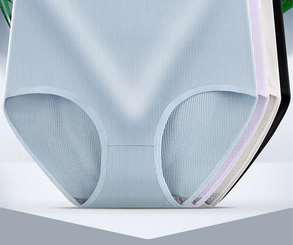 8pcs Women Panties Girl Plus Size Underwear High Waist Briefs Breathable Solid Color Soft Female Lingerie