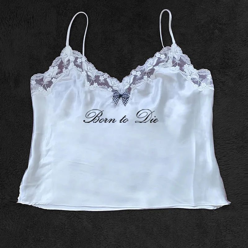 Gothic Grunge Punk Hip Hop Rock Streetwear Casual Sexy Crop Top Y2K Retro Harajuku Emo Girl Aesthetic Fashion Lace Camisole Tops