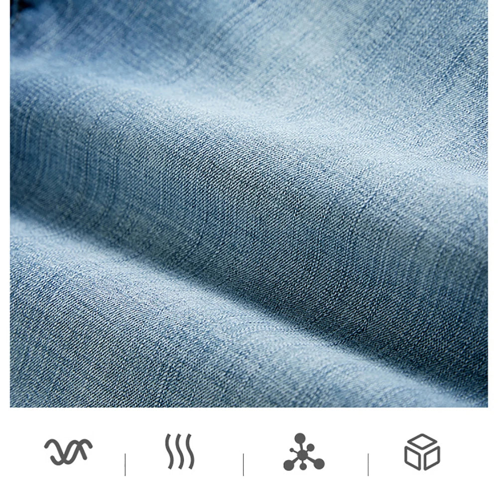 Summer Classic Shorts Jeans Men Denim Pants Straight Stretch Casual Cool Thin Knee Length Blue Fashion Brand Daily Trousers