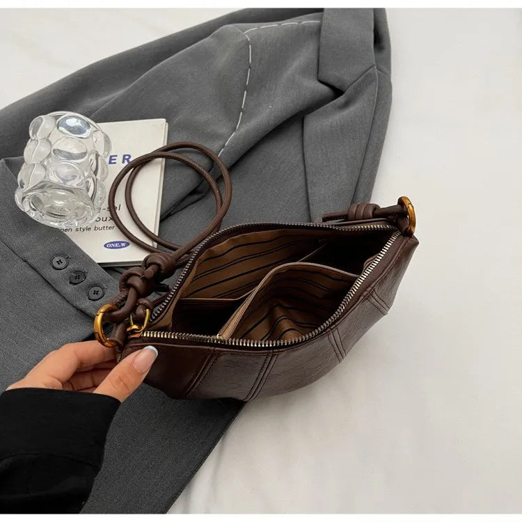 Velvet Material Zipper 2025 High Quality Shoulder Bag Solid Color Simple Fashionable Crossbody Bag Soft Western Style Handbag