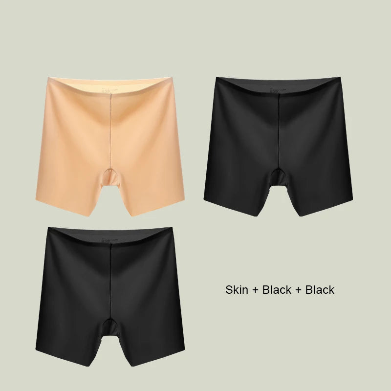 3PCS Women Underwear Slimming Shorts Seamless High Waist Shaper Panties Underware Safety Short Pants Ice Silk Women's Protective