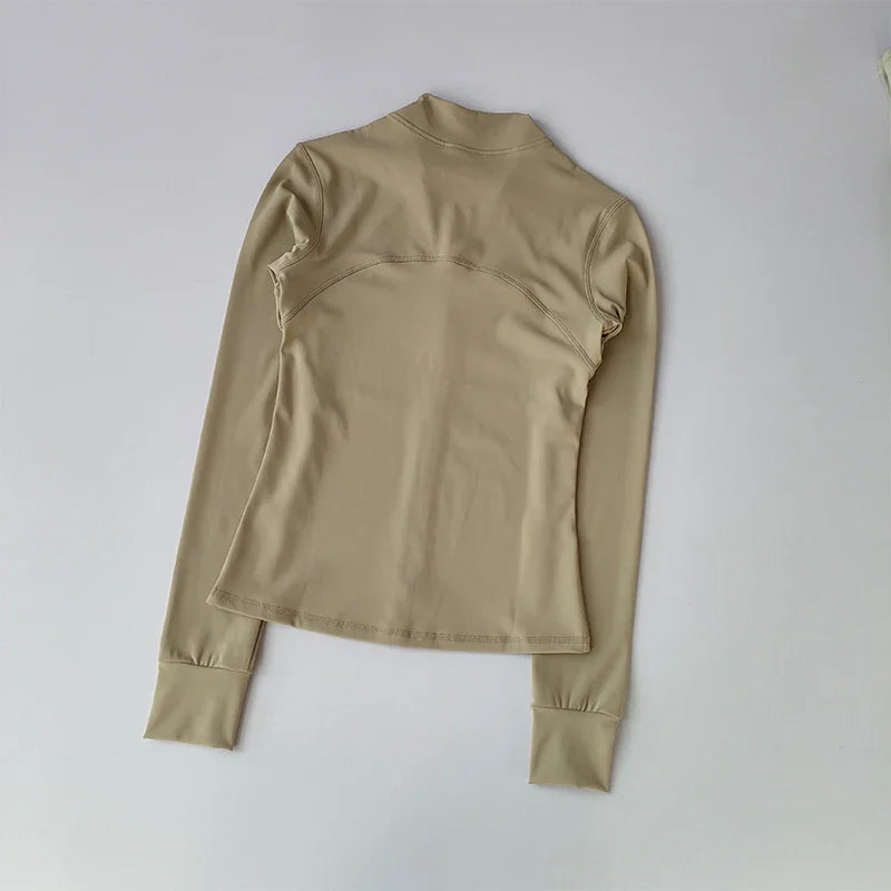Zippered Sports Jacket for Women Yoga Suits Slim Fit Training for Jogging Long-sleeved Quick-drying Cardigan Jacket Top