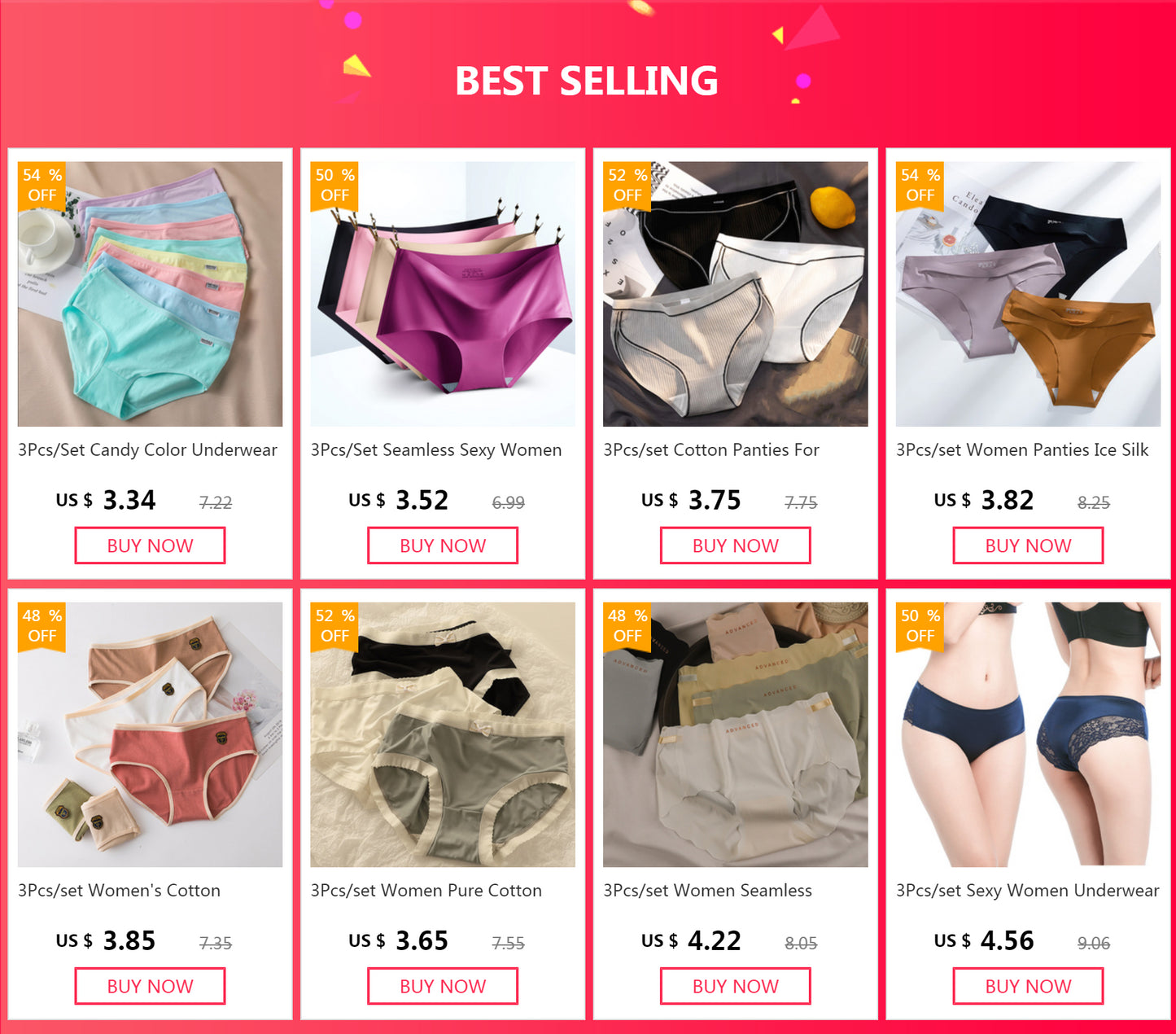 3Pcs/Set Candy Color Underwear Womens Comfortable High-quality Cotton Panties Mid-waist Breathable Underpanties Plus Size Briefs