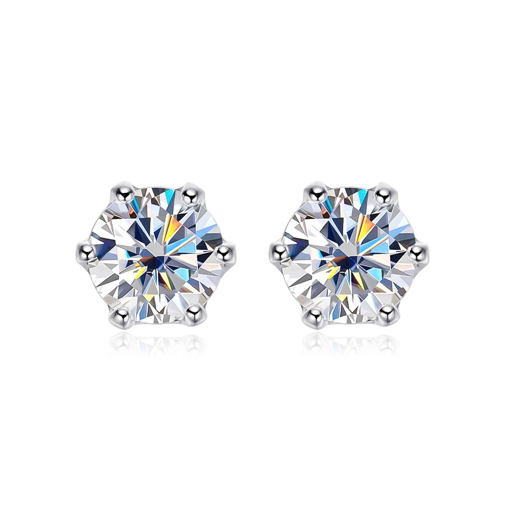OEVAS 100% 925 Sterling Silver 0.2-2 Carat D Color Moissanite Diamond Stud Earrings For Women Sparkling Party Fine Jewelry Gifts