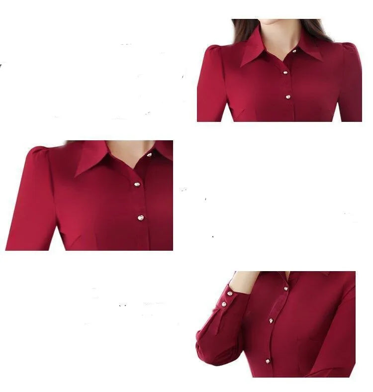 White Shirt Women Chiffon Dress Shirt Long Sleeve Blouses Slim Women Tops OL Korean Fashion Women Shirts Autumn Working Clothes