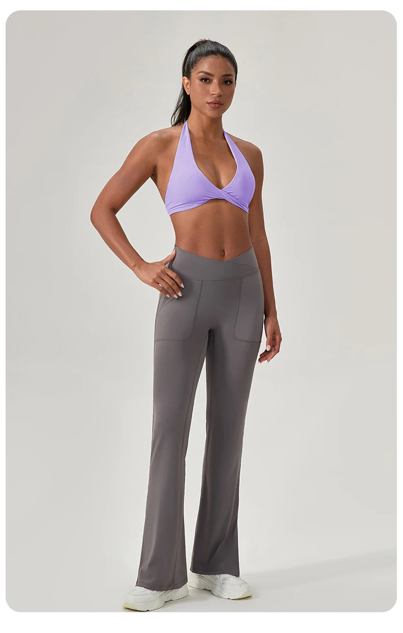 Sports Yoga Bra for Women Halter Neck with Stylish Back Design Sexy Gym Bra for Running Fitness Sports Bras