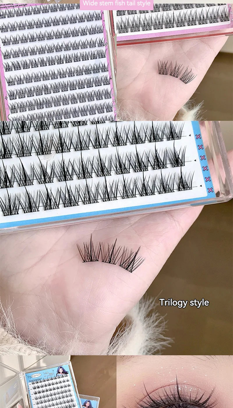 Gege Bear No-Glue False Eyelashes - Easy 3-Step Application, Natural Look, Perfect for Beginners with Sunflower Desig