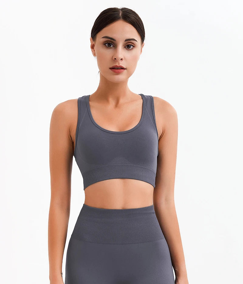 WAREBALL Tank Top Women Female Gym Yoga Bra Padded Sports Bra Removable Workout Push Up Crop Top Fitness Bra Athletic Sportswear