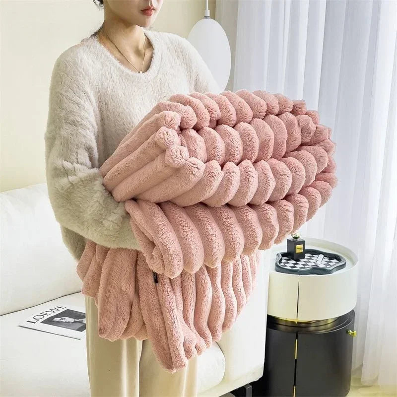 Winter Tafu Velvet Children's Comfortable Blanket Thick Coral Fleece Throw Blankets Adults Office Nap Blanket Sofa Small Cover