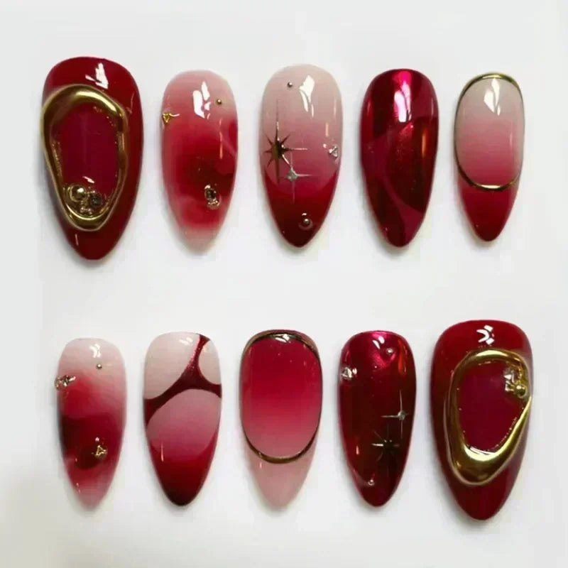24Pcs False Nails Spicy Girl Silver Bow with Diamond Fake Nails with Glue Almond Press on Nails Black Cool Y2k Almond Nail Set