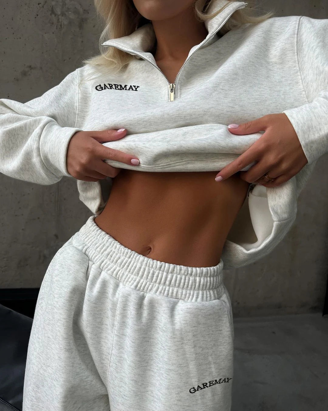 Autumn Women's Tracksuit with Zipper Cotton Oversize White Casual Two Piece Set Women Classic Sports Trouser Suits for Women