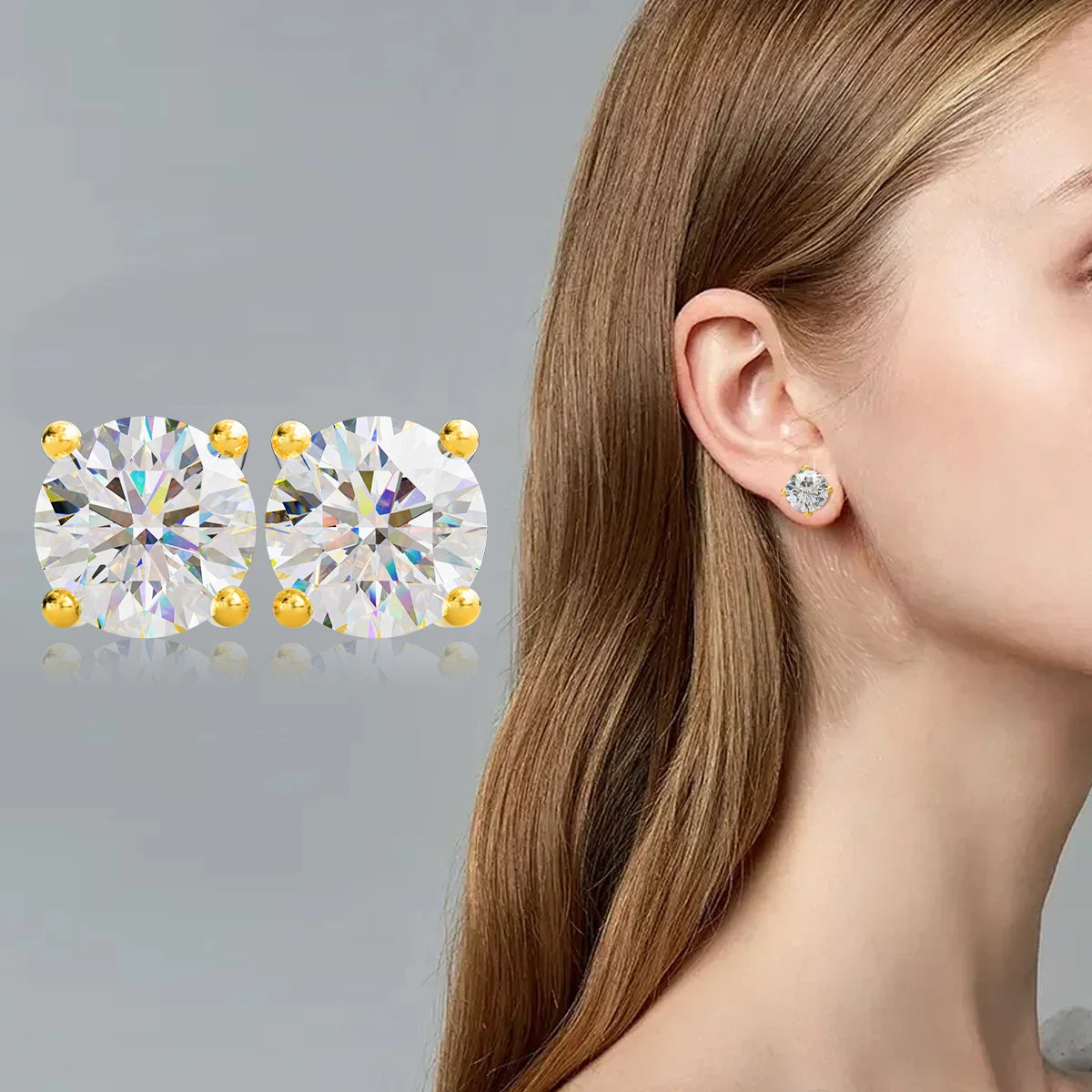 Szjinao 2025 Trending Earrings Moissanite Gold 18k Real Original With Certificate Wedding Luxury Jewelry For Women Wholesale Hot