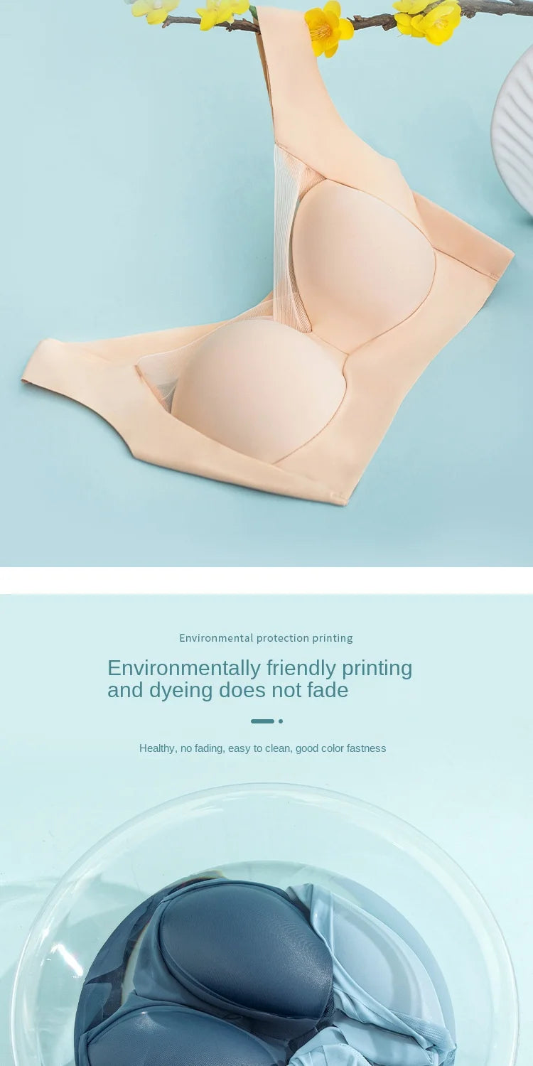 Woman Top Bra Sexy Push Up Bra Seamless Ice Silk Underwear Women Unwired Ring Sleep Lingerie Fitness Sports Bralette Invisible