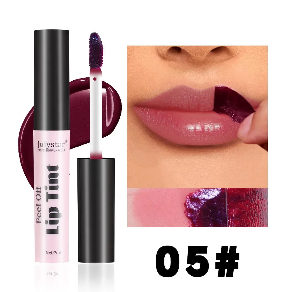 Julystar Peel Off Liquid Lipstick 6 Color Waterproof Lasting Matte Pink Lip Gloss Moisturizer Tear-off Lip Stain Cosmetic Makeup