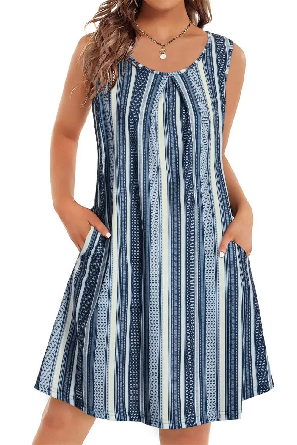 Bohemian Print New Casual Sleeveless Long Women's Round Neck Dress Retro Dress Sweetheart Rustic Country Sleeveless Dress