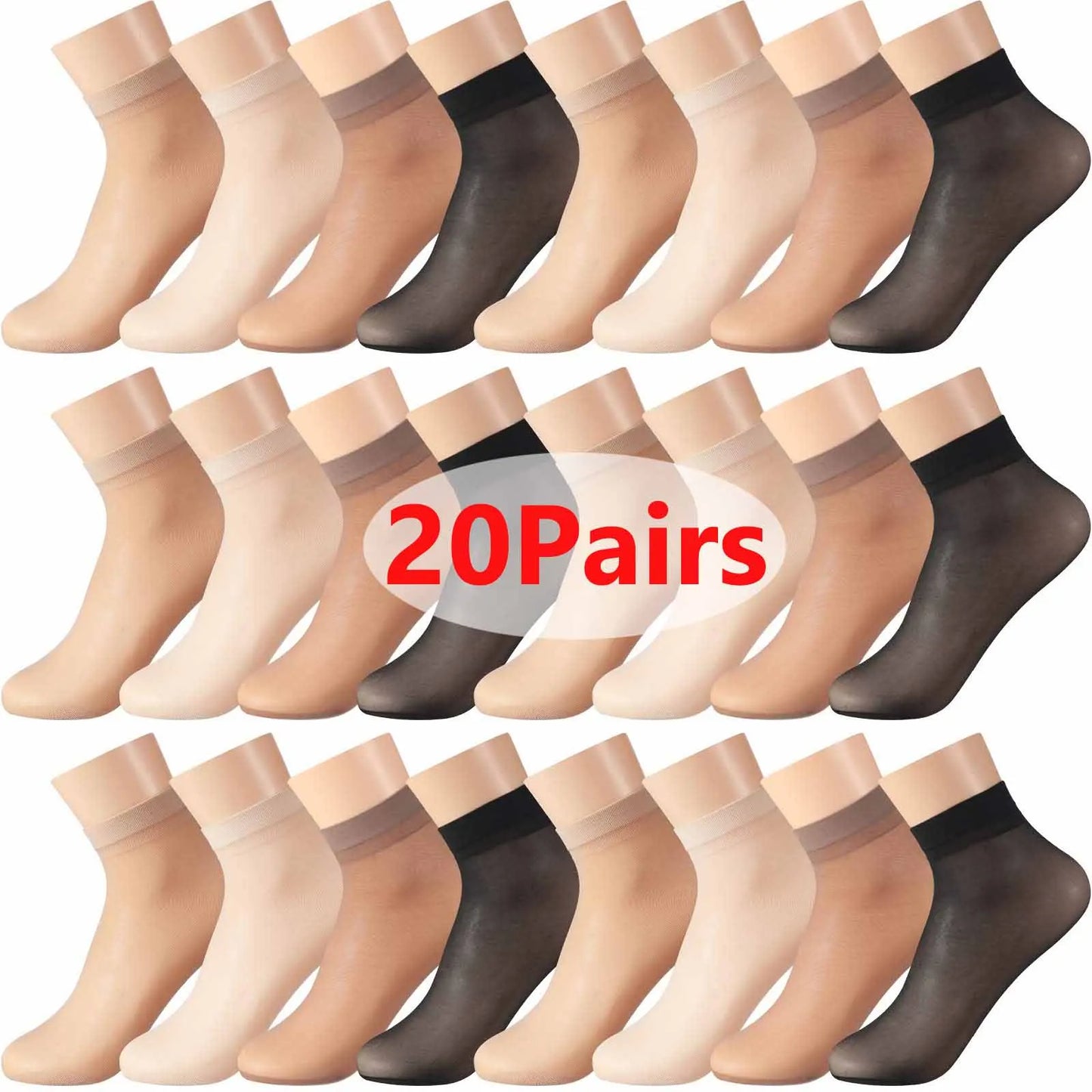 10pairs-50Pairs Transparent Summer Socks Ultrathin Women Nylon Ladies Female Short Ankle Meias Elastic Crystal Spring Silk Sox