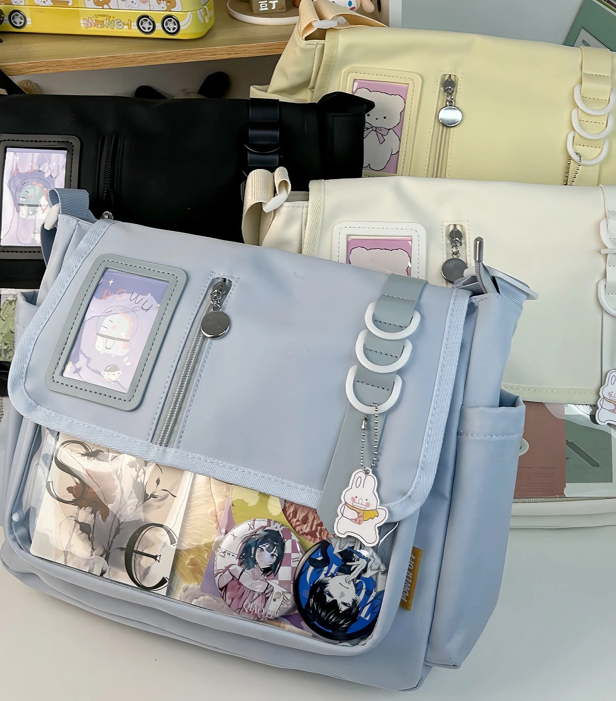Y2K Japanese Harajuku School Bags for Teenage Girls New 2024 Transparent Itabag Crossbody Bag DIY Badges Display Plate Ita Bag