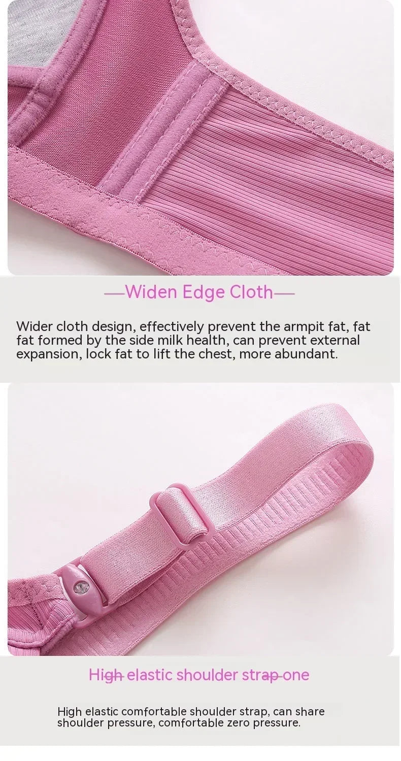 Gathered Side Collection Lifting Underwear Breasts Brassiere Large Size Bra Full Cup Underwear Brassiere No Steel Ring Bra