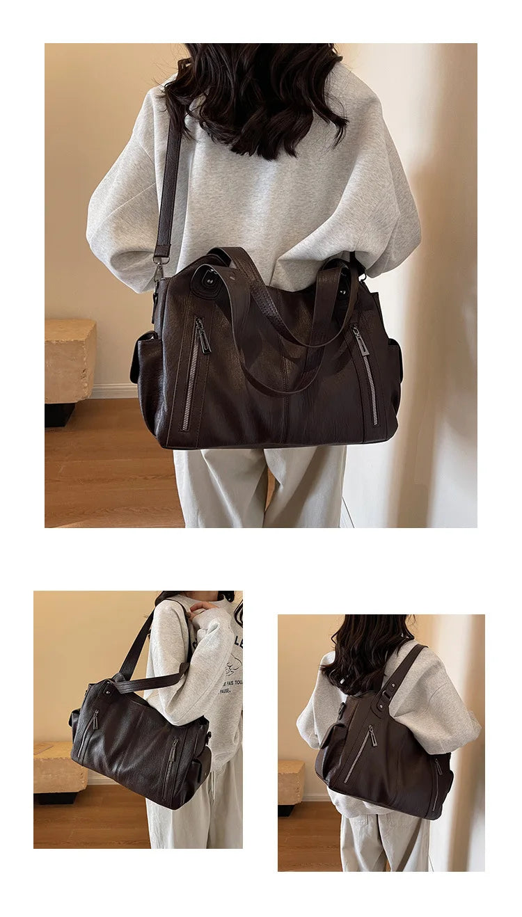 Soft Interior Compartment Shoulder Bags 2025 High Quality Contrasting Colors Bags for Women Fashion Zipper Pu Women's Handbags