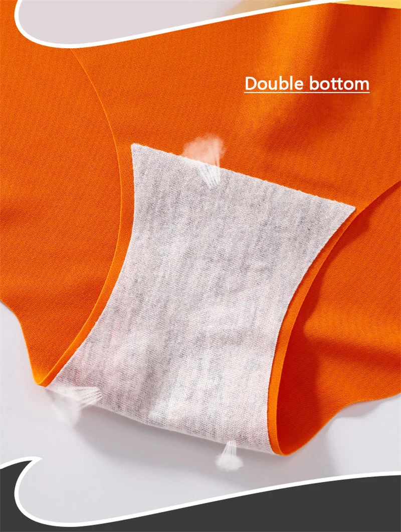 Ice Silk Seamless Panties 4PCS/Set Women's Briefs Solid Color Elastic Underwear Female Ultra Thin No Trace Wavy Side Panties