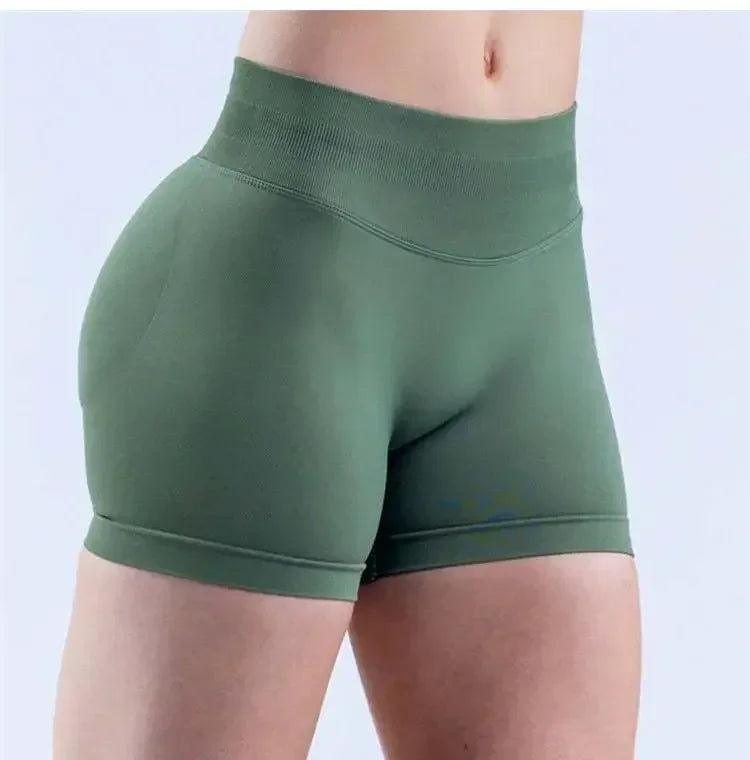 Summer High Waisted Yoga Shorts Women Fashionable and Sexy Running Fitness Pants Solid Color High Elastic Yoga Leggings