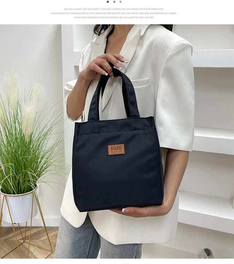 Large Capacity Lunch Bag with Aluminum Foil Insulation for Work, Simple and Practical Top Handle Bag