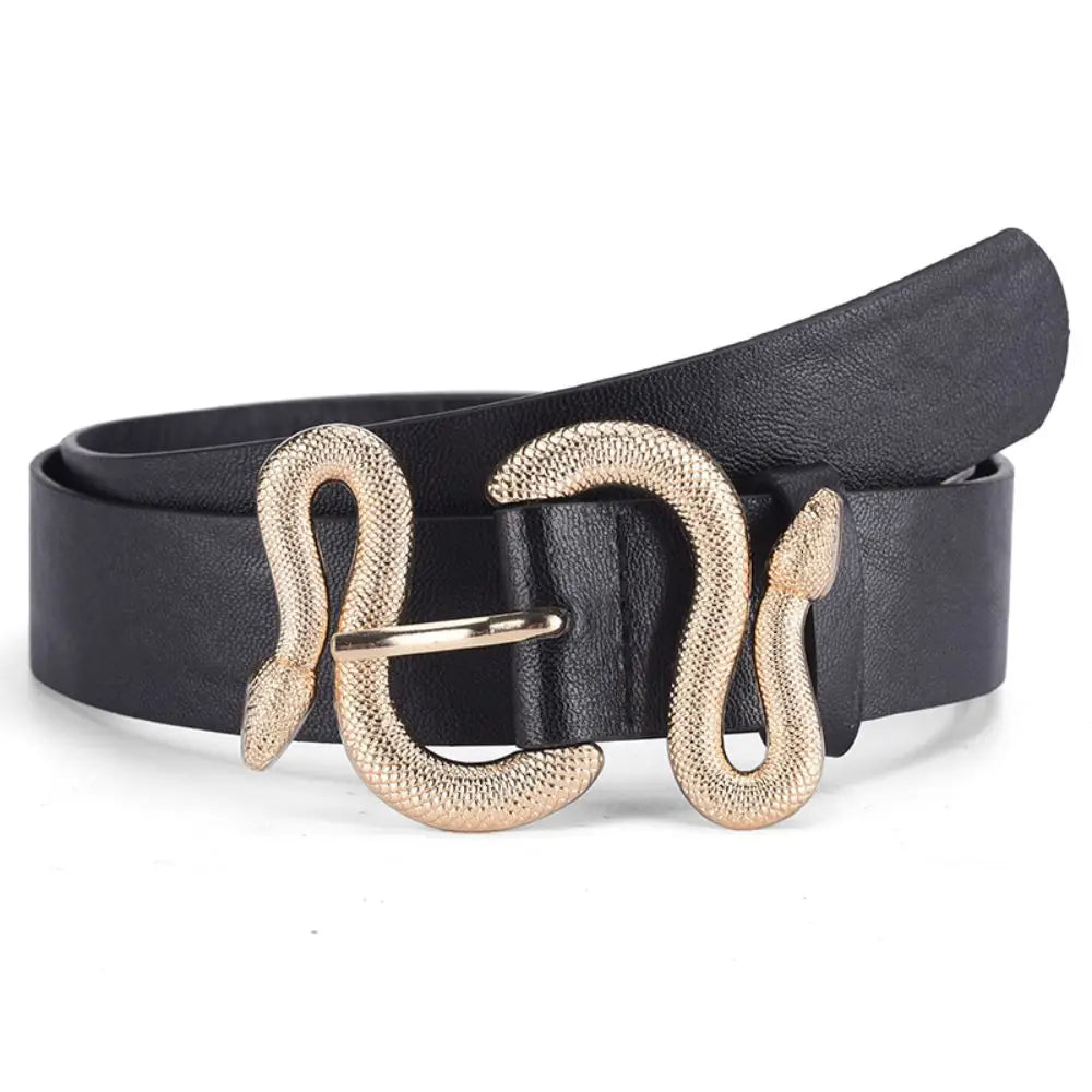 Women's Belt Trend Retro Snake Buckle Belt Fashion Casual Pu Leather Belt With Dress Jeans Belts Gift For Women and Girlfriend