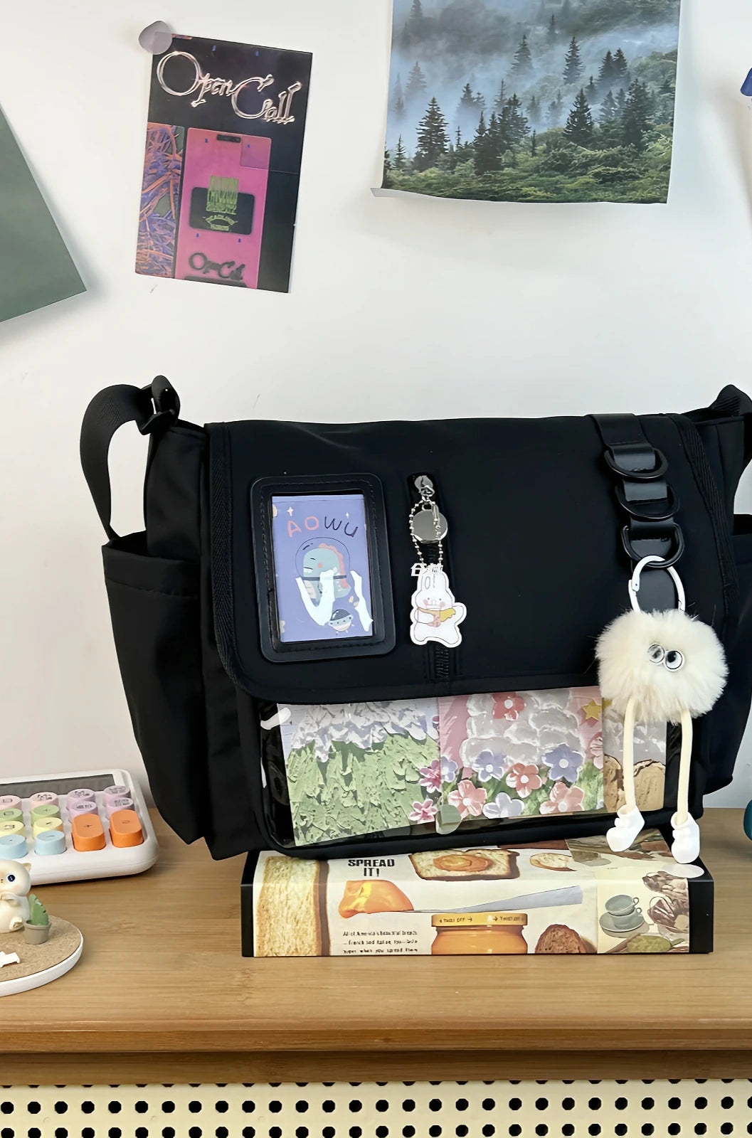 Y2K Japanese Harajuku School Bags for Teenage Girls New 2024 Transparent Itabag Crossbody Bag DIY Badges Display Plate Ita Bag