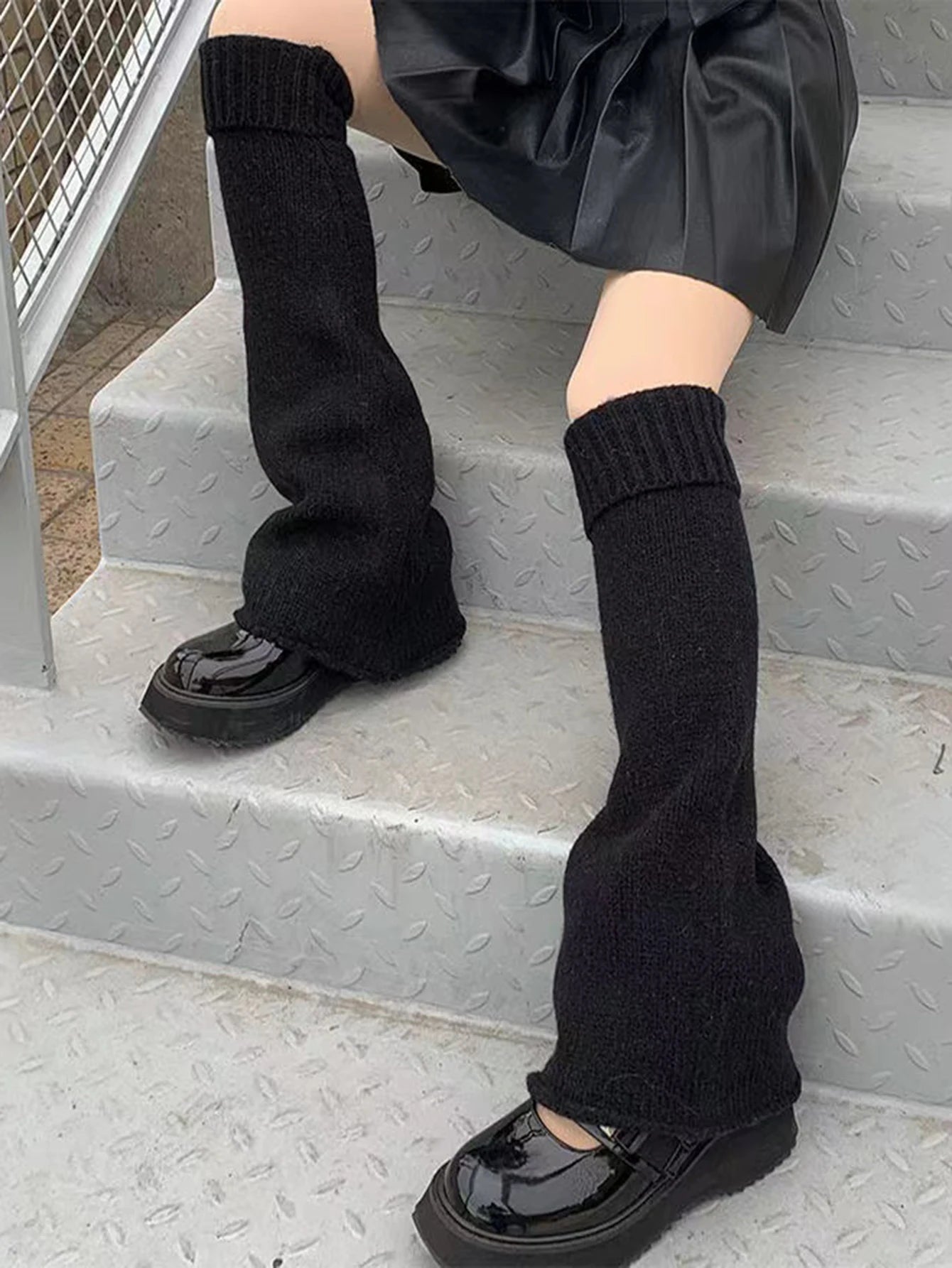 1 pair of Lolita solid color sock sleeves for autumn and winter warmth JK wide leg stockings, Y2K sock sleeves