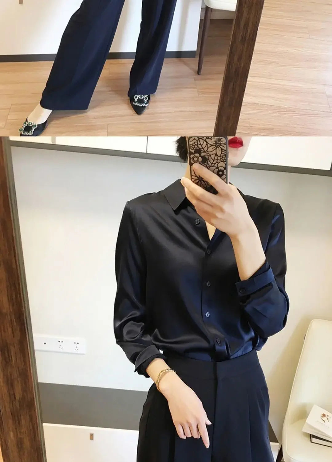 Silk Brown Clothes Wear To Work Office Outfits Long Sleeve Purple Spring Formal Tops for Women Satin Womens Shirt & Blouse Cool
