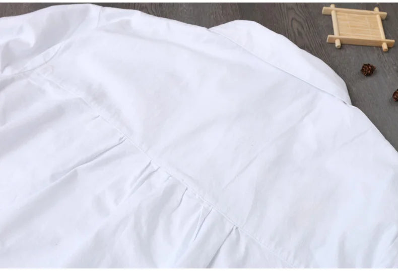 Women Cotton Embroidery Loose Long White Shirts 2025 Spring Autumn New Casual Office Lady Blouse Female Top Loose shirt