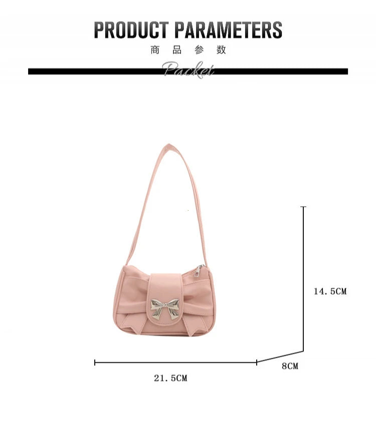 Trendy Bow Shoulder Bag Handbag Casual Underarm Bag Daily Commuting Bags PU Leather Lady Banquet Bag Business Women's Bags