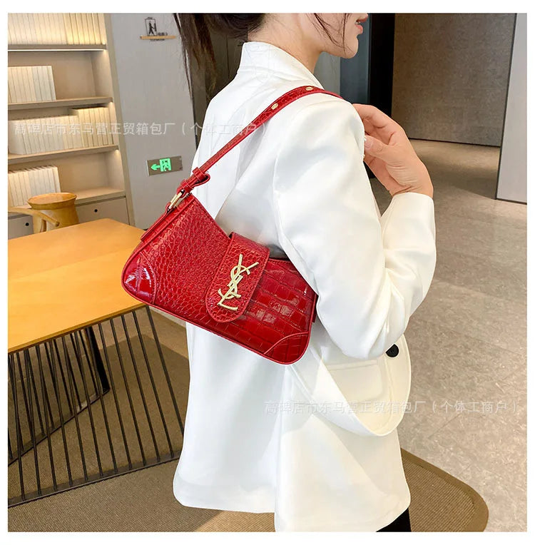 Texture Stone Patterned Armpit Bag 2025 New Simple Single Shoulder Women's Bag Temperament Crossbody Bag Small Fragrance Style