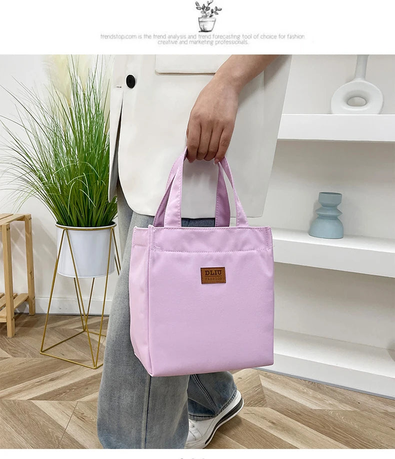 Large Capacity Lunch Bag with Aluminum Foil Insulation for Work, Simple and Practical Top Handle Bag