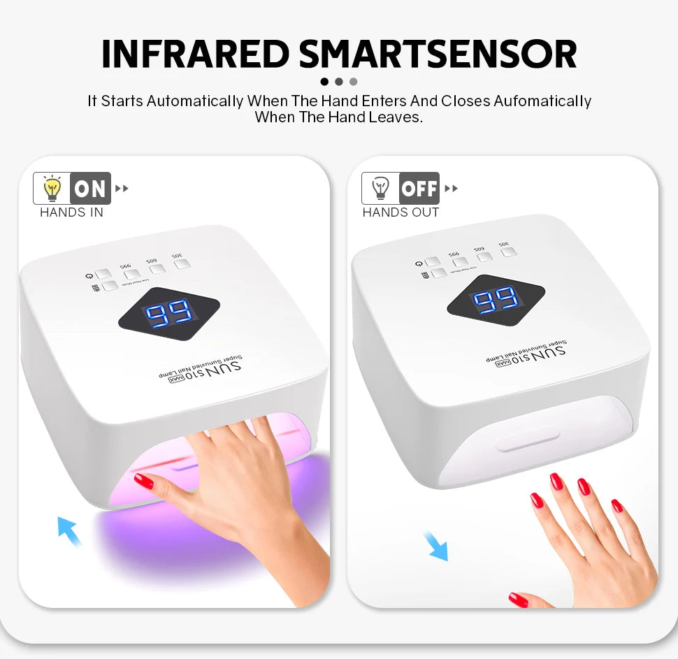 120W UV LED Nail Lamp Professional 30 LEDs Nail Dryer with 3 Timer Settings Rechargeable Manicure Lamp for Curing All Nails Gel