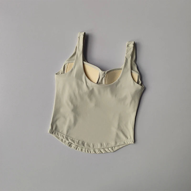 High Strength Back Fitness Tank Top Women's Running Shockproof Sports Bra High Elastic Gathering Nude Yoga Bra for External Wear