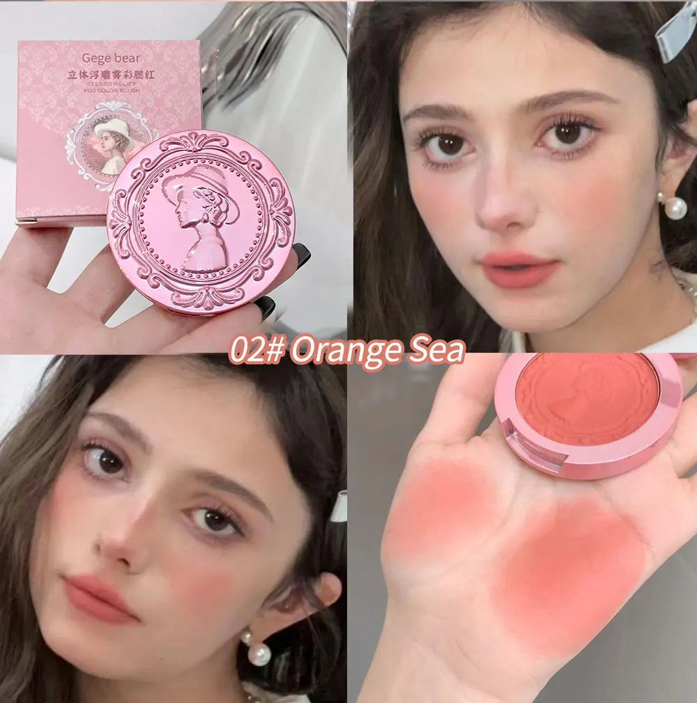 Three dimensional relief mist Color blush natural tender delicate hold makeup low saturation female blush cream