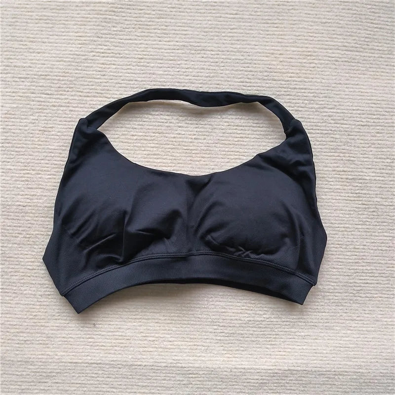 HBC Women's Sports Bra High Elastic Halter Top Push-up Fitness Workout Underwear Seamless Gym Tops Yoga Bra