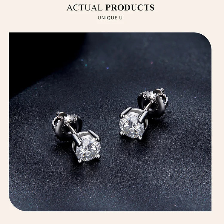 Bamoer 0.5-1ct Moissanite Screw Back Earrings for Women, D Color VVS1 Clarity Lab Created Diamond Earring White Gold Earrings