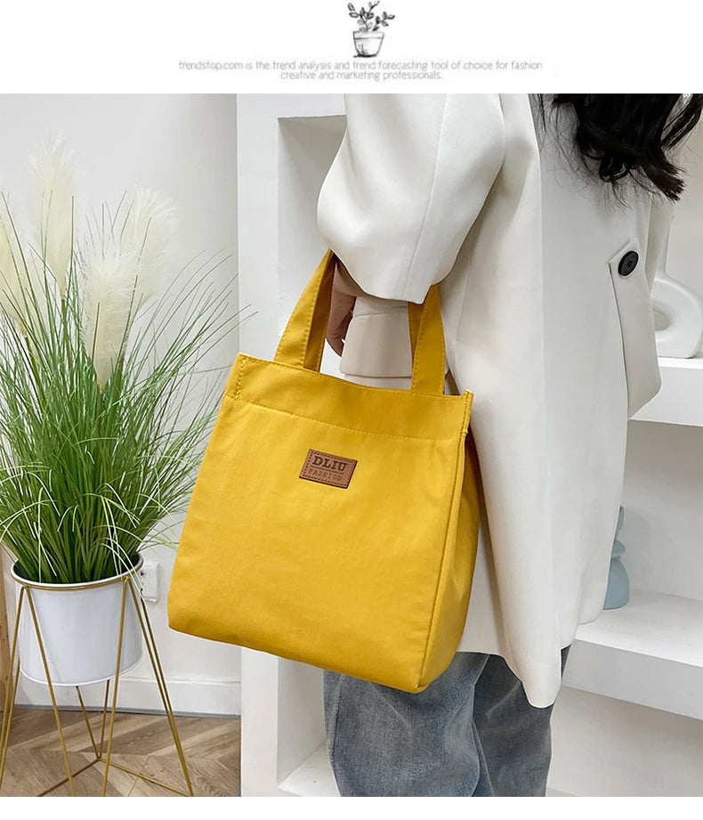 Large Capacity Lunch Bag with Aluminum Foil Insulation for Work, Simple and Practical Top Handle Bag