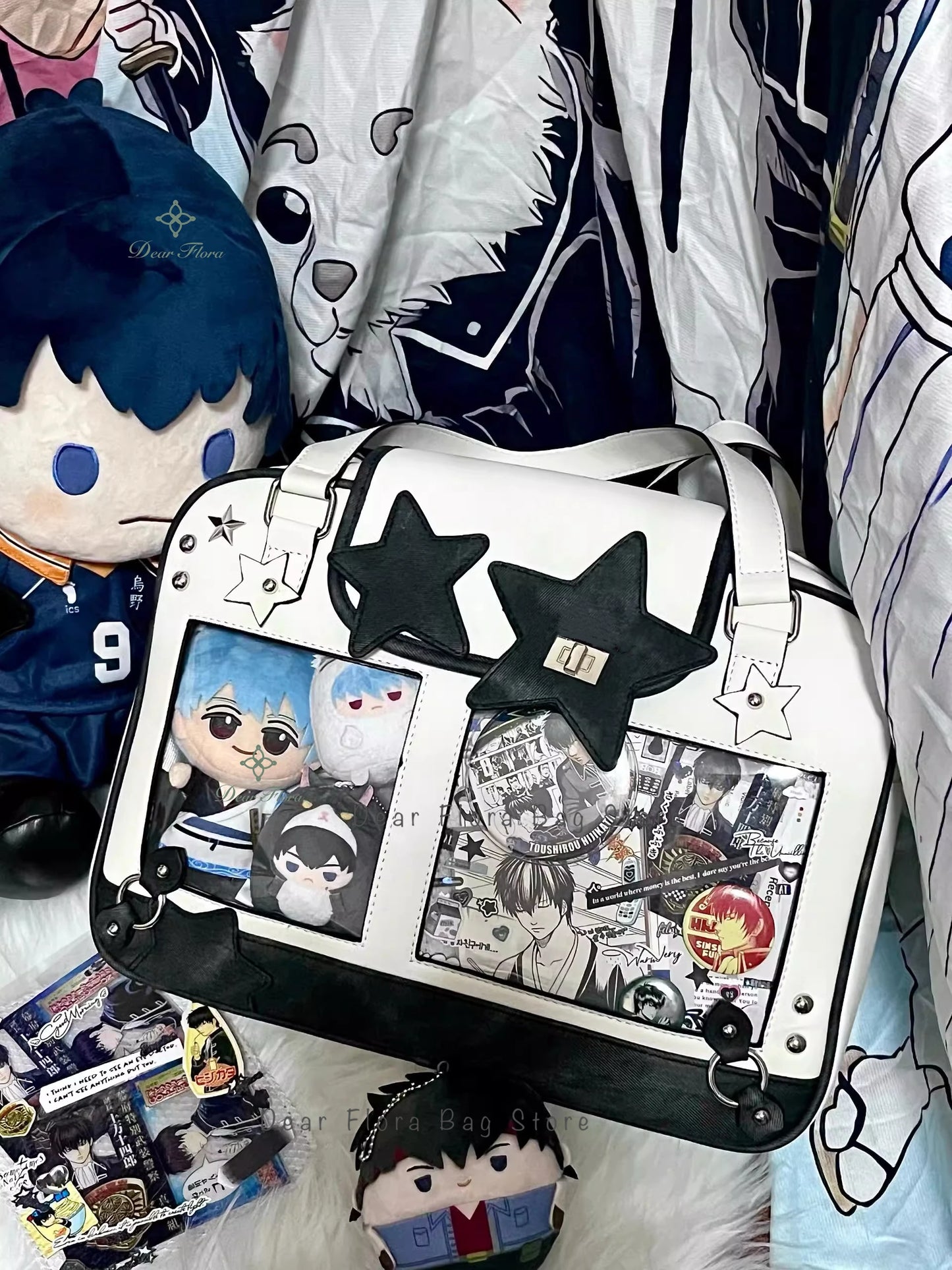 Y2K Trendy Star Ita Bag Lolita Girl Transparent Pocket Fashion Crossbody Bag Women's DIY Display Shoulder Bag Cute Purse Handbag